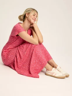 Ariana Pink Jersey Tiered Dress