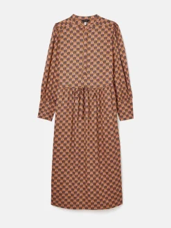 Aster Brown Tie Waist Midi Dress