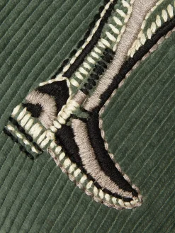 Back to the Country Green 100% Cotton Equestrian Corduroy Cushion