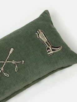 Back to the Country Green 100% Cotton Equestrian Corduroy Cushion