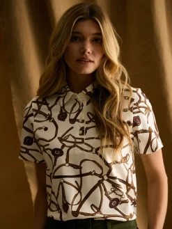 Barbury Cream Bridle Print Polo Shirt