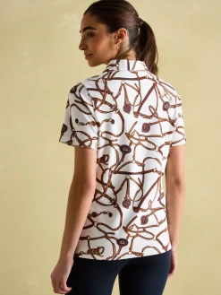 Barbury Cream Bridle Print Polo Shirt