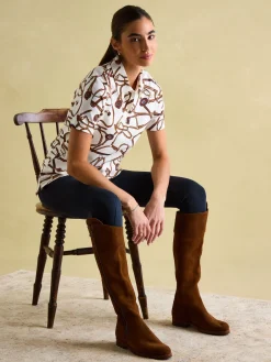 Barbury Cream Bridle Print Polo Shirt