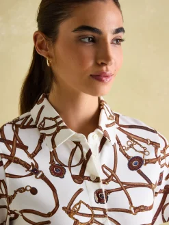 Barbury Cream Bridle Print Polo Shirt