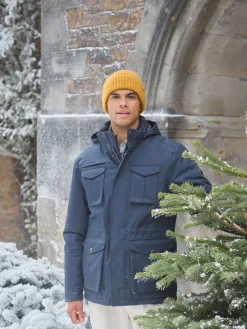 Beckett Navy Waterproof Field Coat With Packable Hood