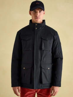 Beckett Navy Waterproof Field Coat With Packable Hood