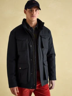 Beckett Navy Waterproof Field Coat With Packable Hood