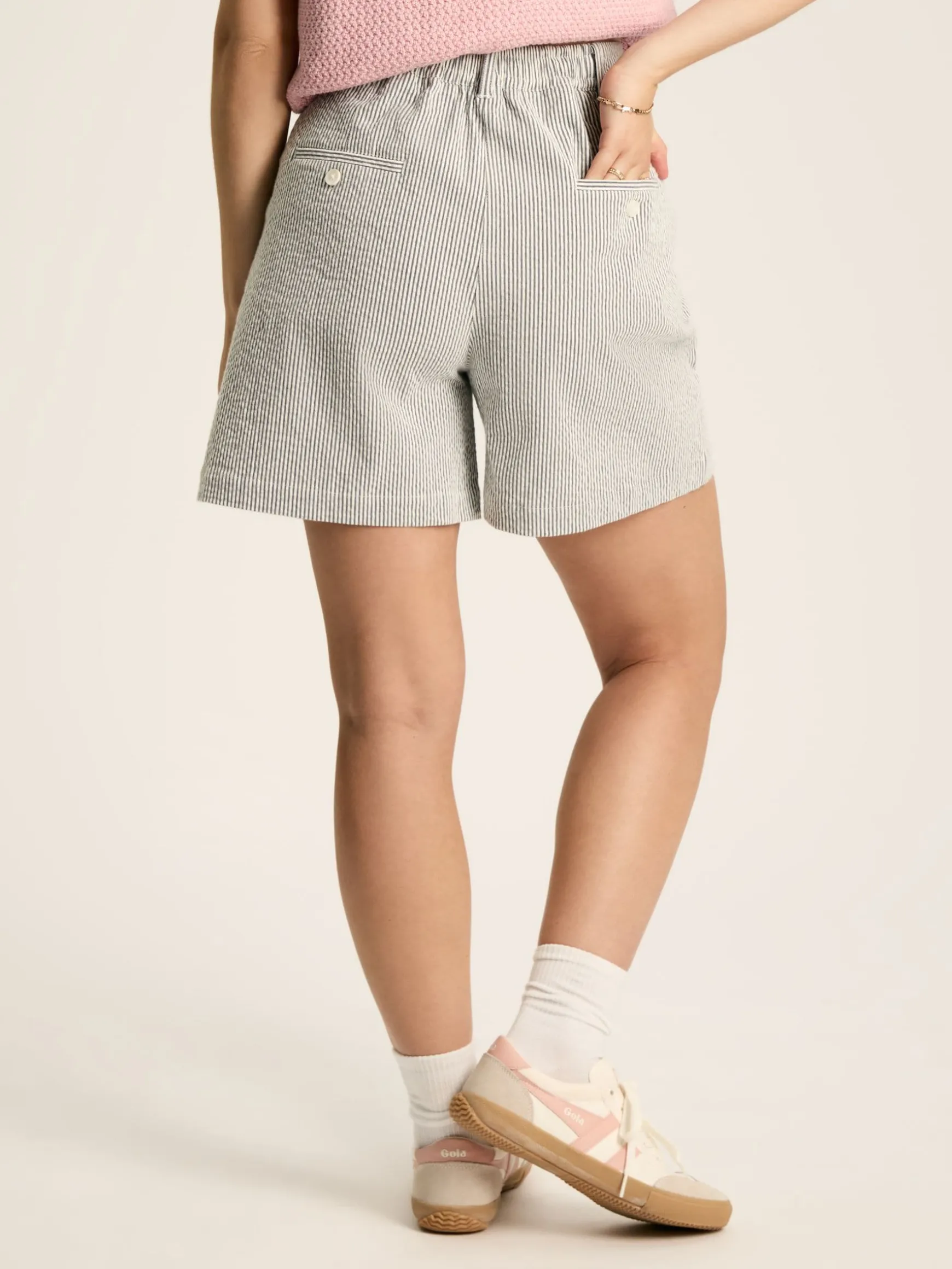 Belmont Navy & White Seersucker Striped Shorts