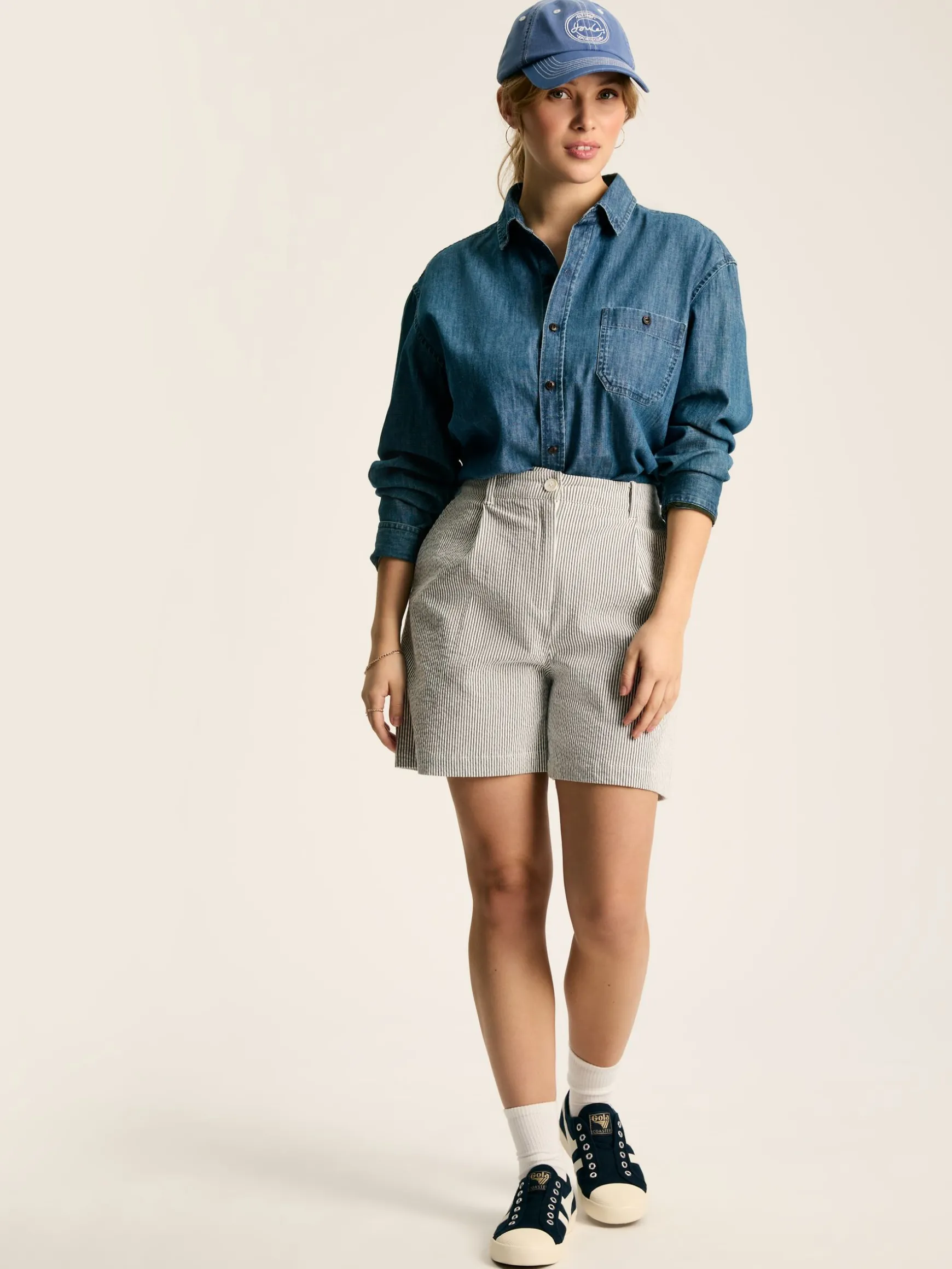 Belmont Navy & White Seersucker Striped Shorts