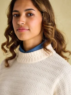 Bernie Cream Crew Neck Textured Jumper Contains Merino Wool