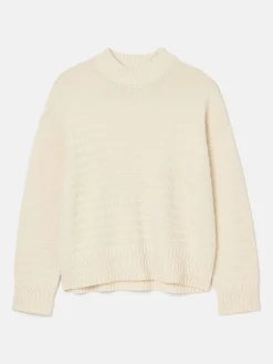 Bernie Cream Crew Neck Textured Jumper Contains Merino Wool