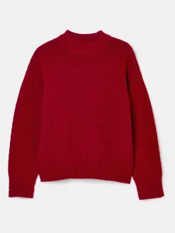 Bernie Red Crew Neck Textured Jumper Contains Merino Wool