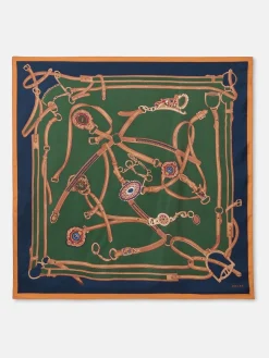Bloomfield Khaki Green Square Silk Scarf
