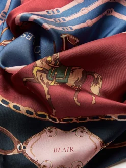 Bloomfield Navy Silk Square Scarf