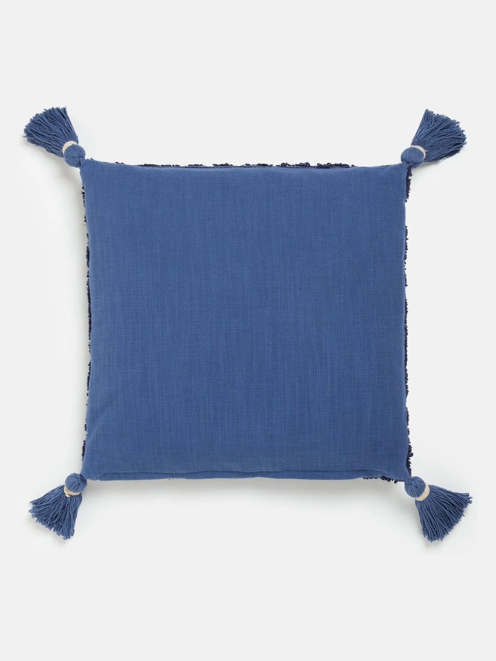 Blue 100% Cotton Paisley Tufted Cushion