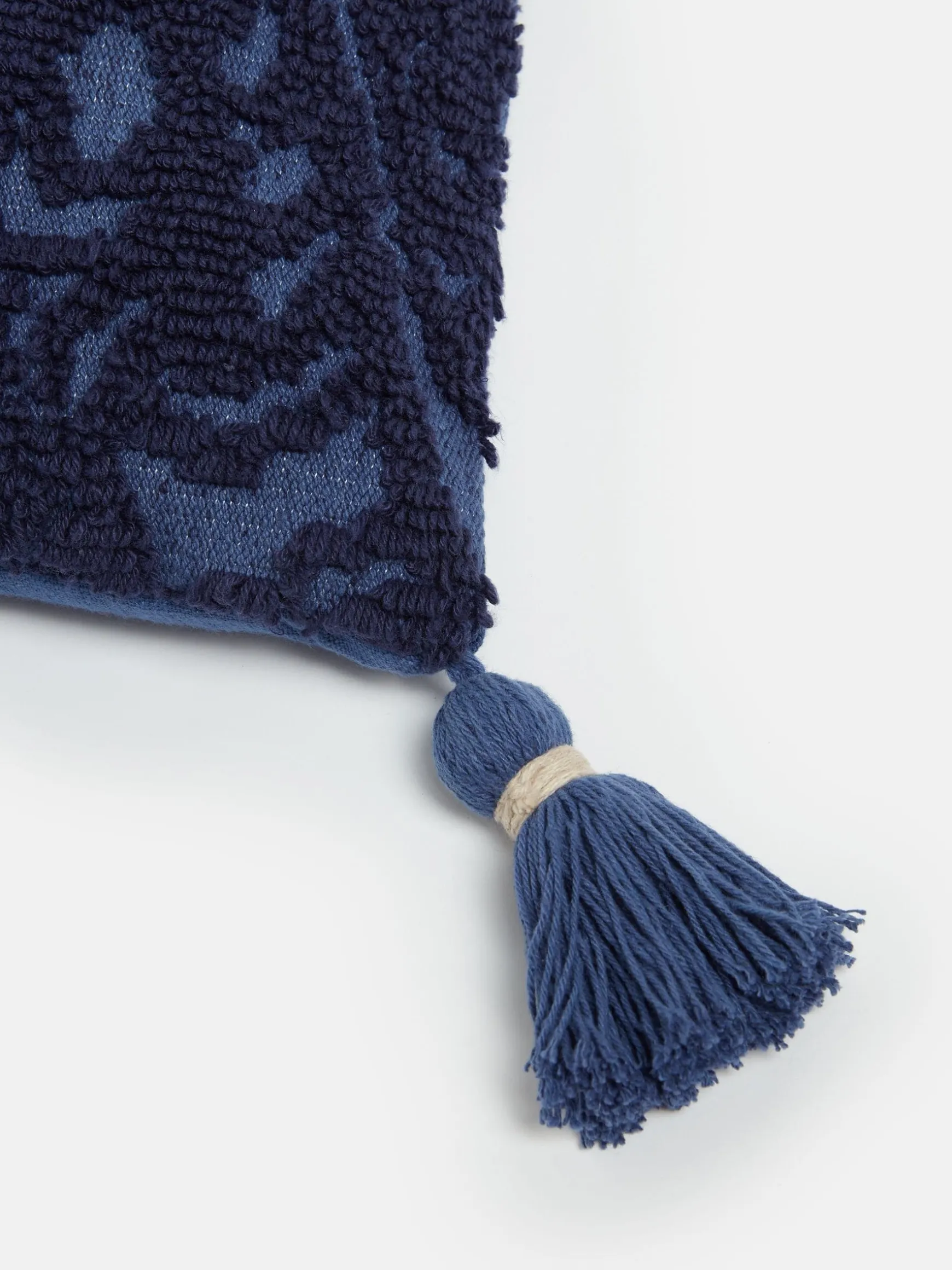 Blue 100% Cotton Paisley Tufted Cushion