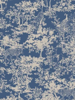 Blue Animal Forest Print 10M Wallpaper