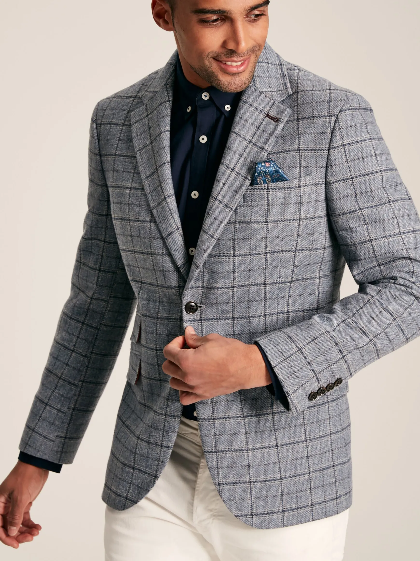 Blue Check Slim Fit Suit Blazer