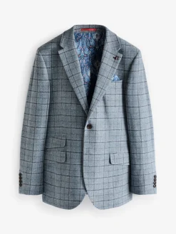 Blue Check Slim Fit Suit Blazer