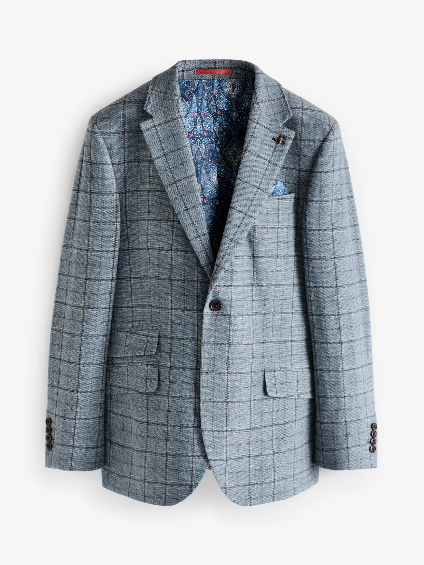 Blue Check Slim Fit Suit Blazer