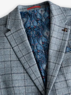 Blue Check Slim Fit Suit Blazer