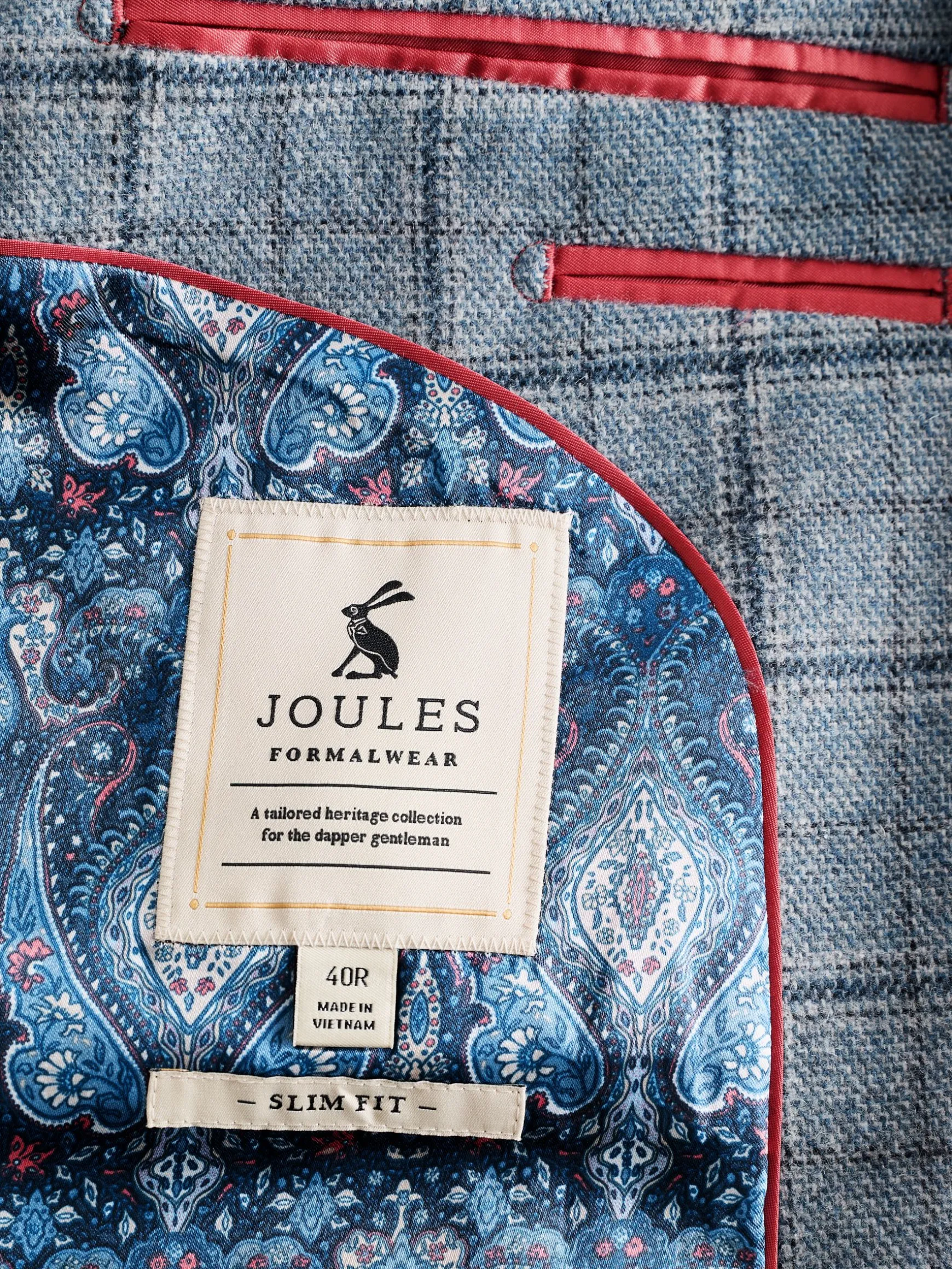 Blue Check Slim Fit Suit Blazer