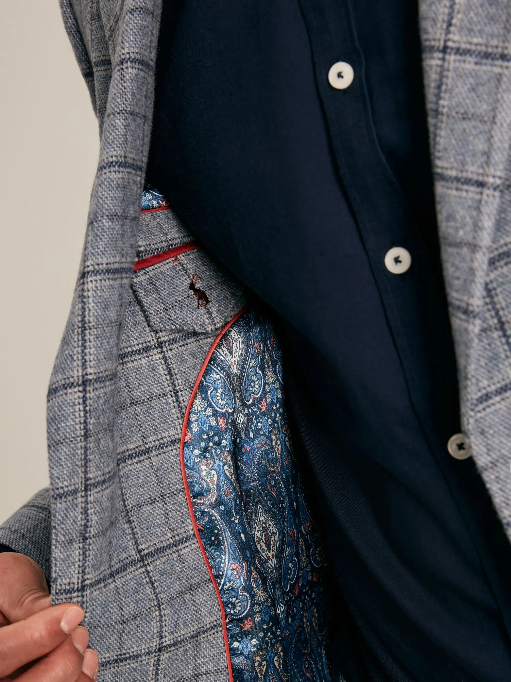 Blue Check Slim Fit Suit Blazer