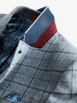 Blue Check Slim Fit Suit Blazer