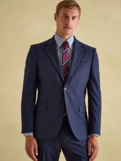 Blue Slim Fit Flannel Suit Jacket