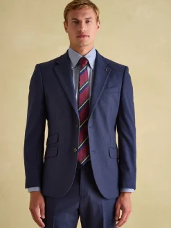Blue Slim Fit Flannel Suit Jacket