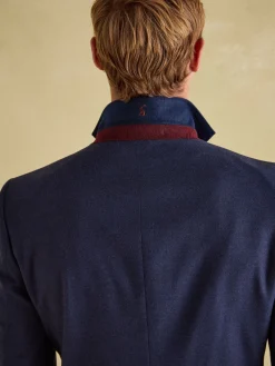 Blue Slim Fit Flannel Suit Jacket