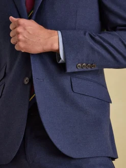 Blue Slim Fit Flannel Suit Jacket