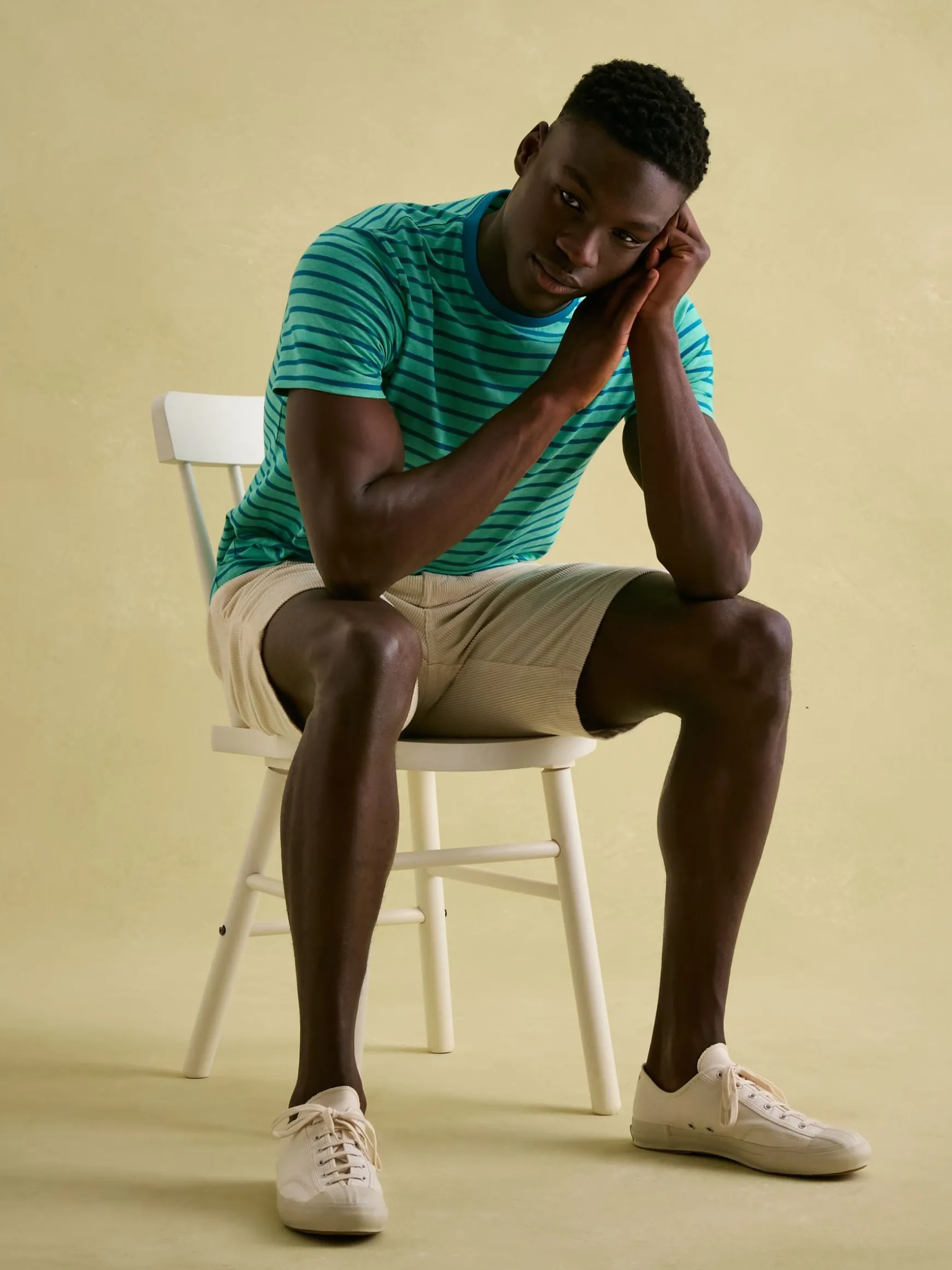 Boathouse Green Stripe Jersey Crew Neck T-Shirt