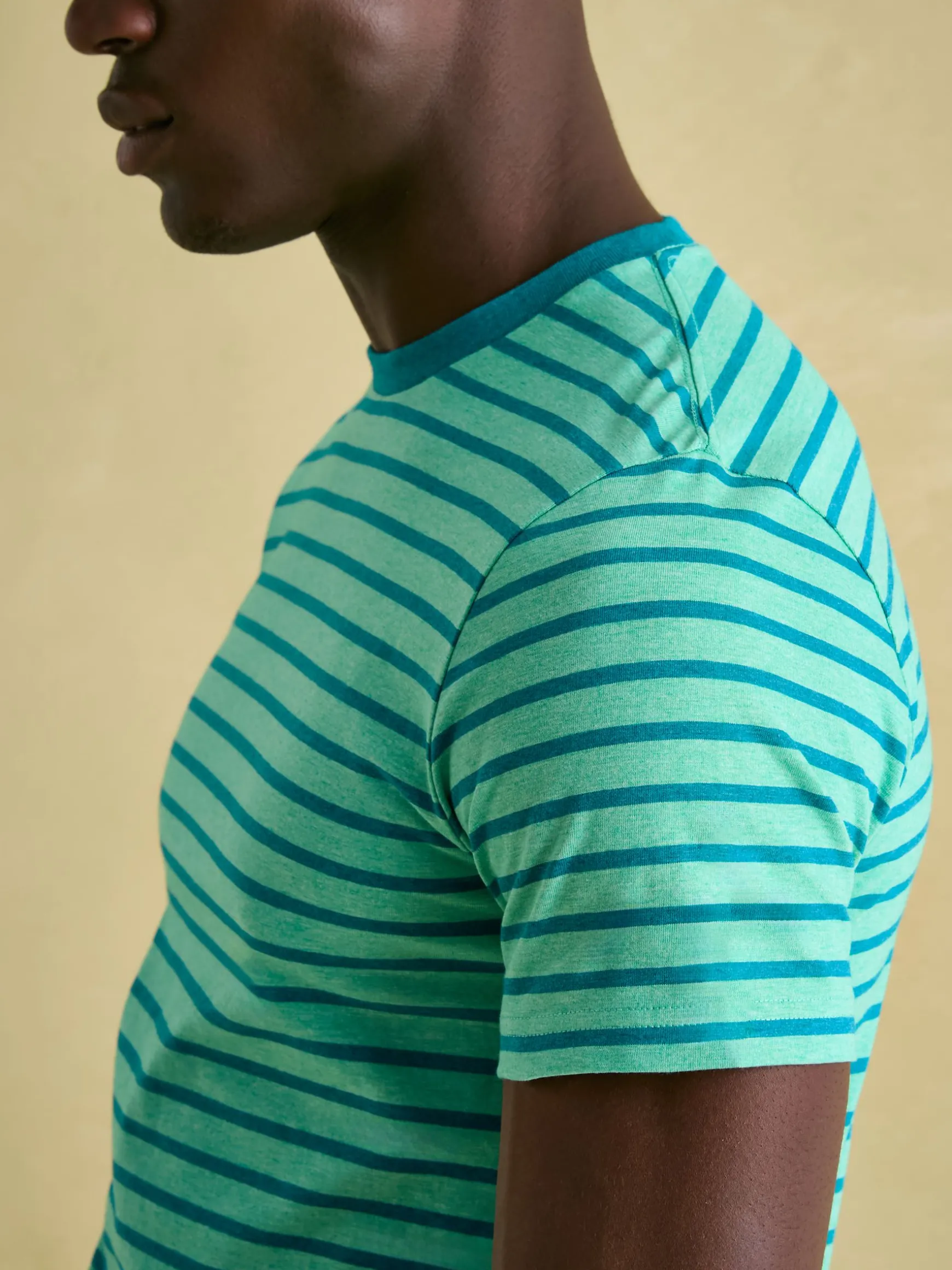 Boathouse Green Stripe Jersey Crew Neck T-Shirt