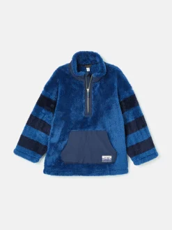 Boys' Always Cosy Blue Half Zip Borg Fleece