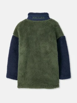 Boys' Always Cosy Green/Navy Half Zip Borg Fleece