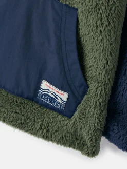 Boys' Always Cosy Green/Navy Half Zip Borg Fleece
