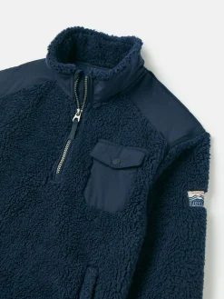 Boys' Billy Navy Blue Half Zip Borg Fleece