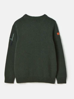 Boys' Burton Green Intarsia Knitted Jumper