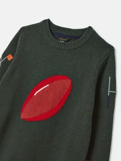 Boys' Burton Green Intarsia Knitted Jumper