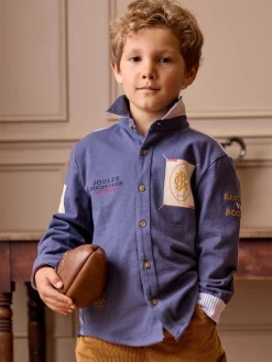 Boys' Emmett Blue Embroidered and Embellished Shirt
