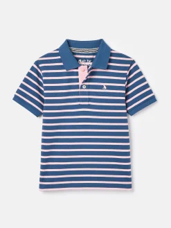 Boys' Filbert Pink Striped Pique Cotton Polo Shirt