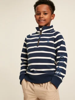 Boys' Finn Navy & White Striped Quarter Zip Sweatshirt