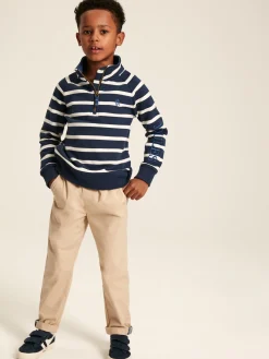 Boys' Finn Navy & White Striped Quarter Zip Sweatshirt