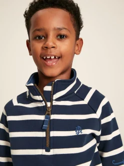 Boys' Finn Navy & White Striped Quarter Zip Sweatshirt