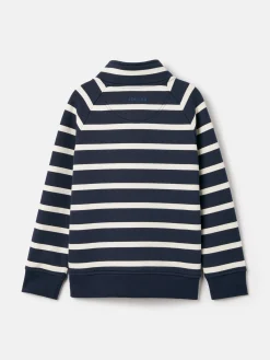 Boys' Finn Navy & White Striped Quarter Zip Sweatshirt