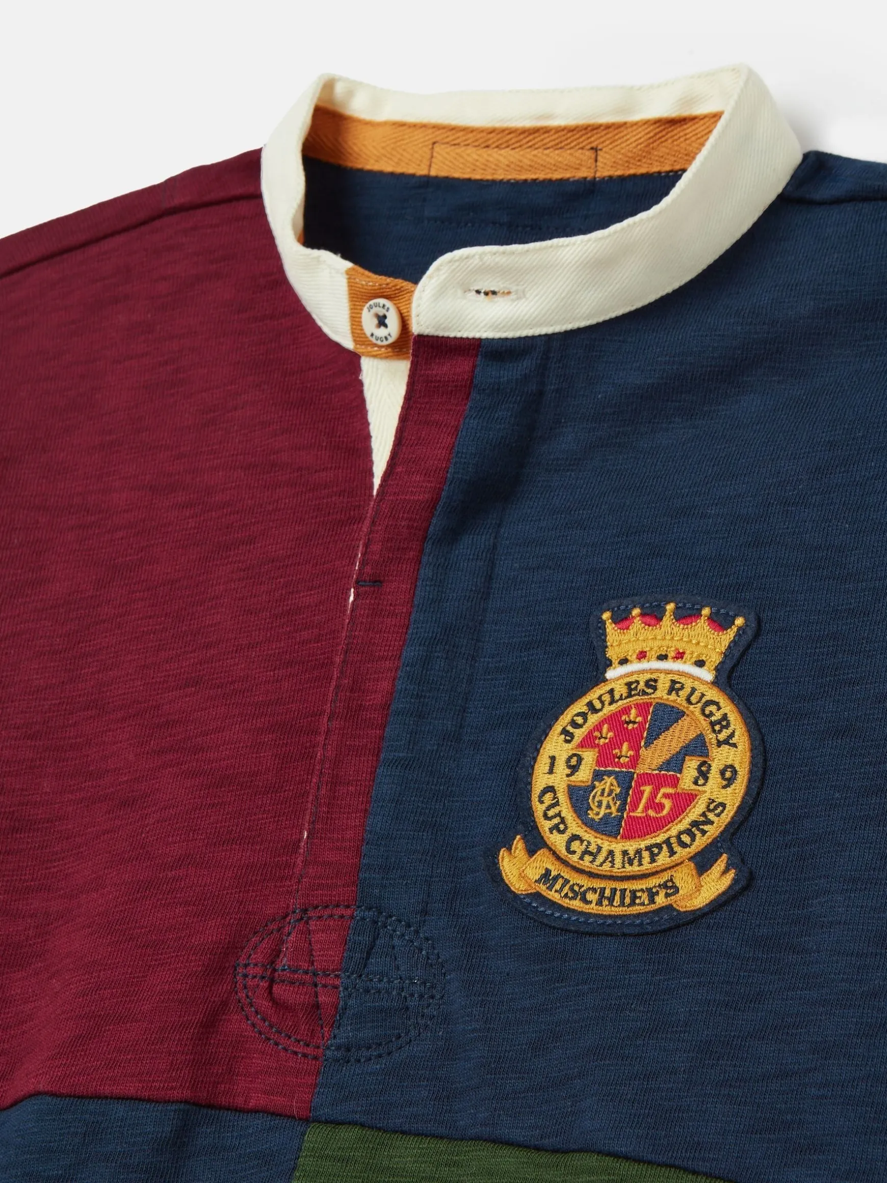 Boys' Kick Off Multi Grandad Collar Rugby Shirt