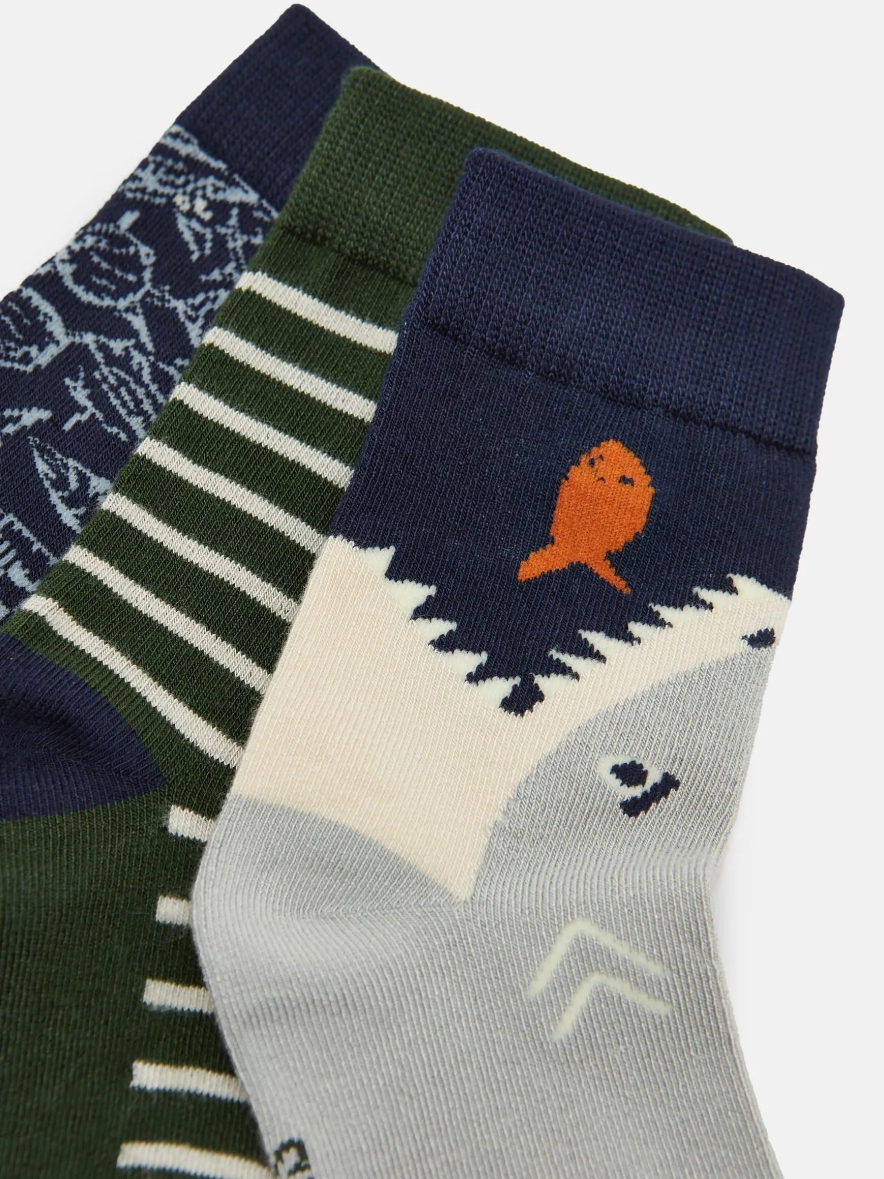 Boys' Neat Feet Green/Navy 3 Pack Socks