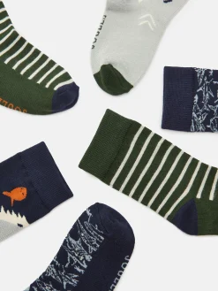 Boys' Neat Feet Green/Navy 3 Pack Socks