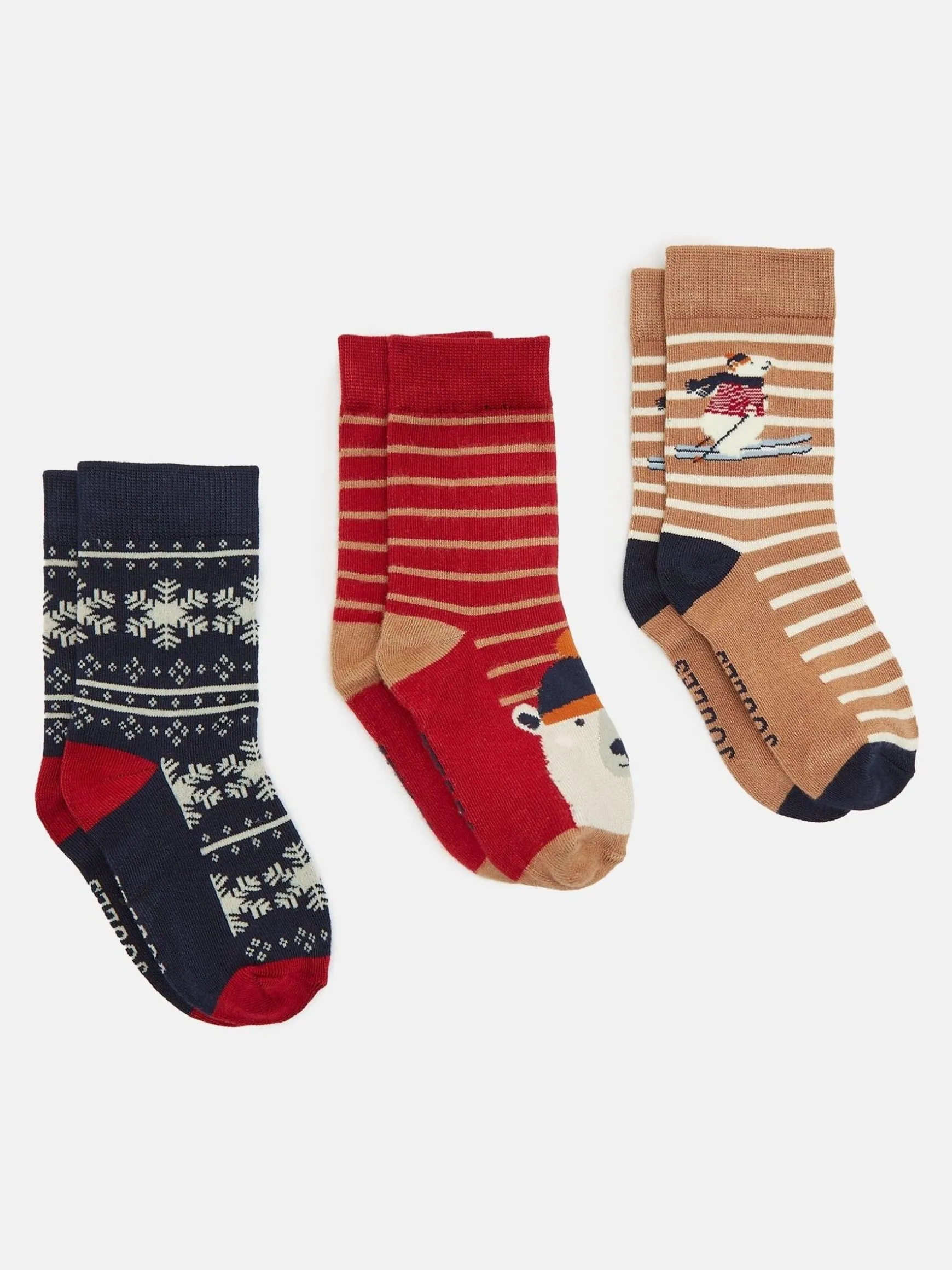 Boys' Neat Feet Red/Navy 3 Pack Socks